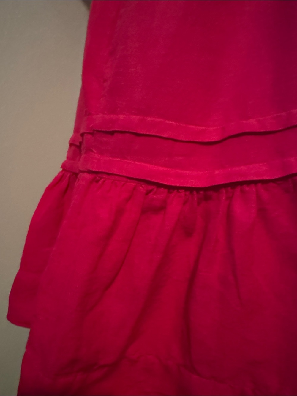 Anthropologie Somerset Tiered Ruffle Mini Dress Linen Blend Lined Size XL Pink - Picture 7 of 8